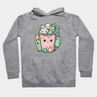 Kawaii Boba Tea with Cute Animals Hoodie